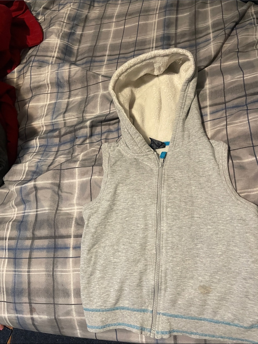 Faded Glory Gray Sleeveless Hooded Zip-Up Vest